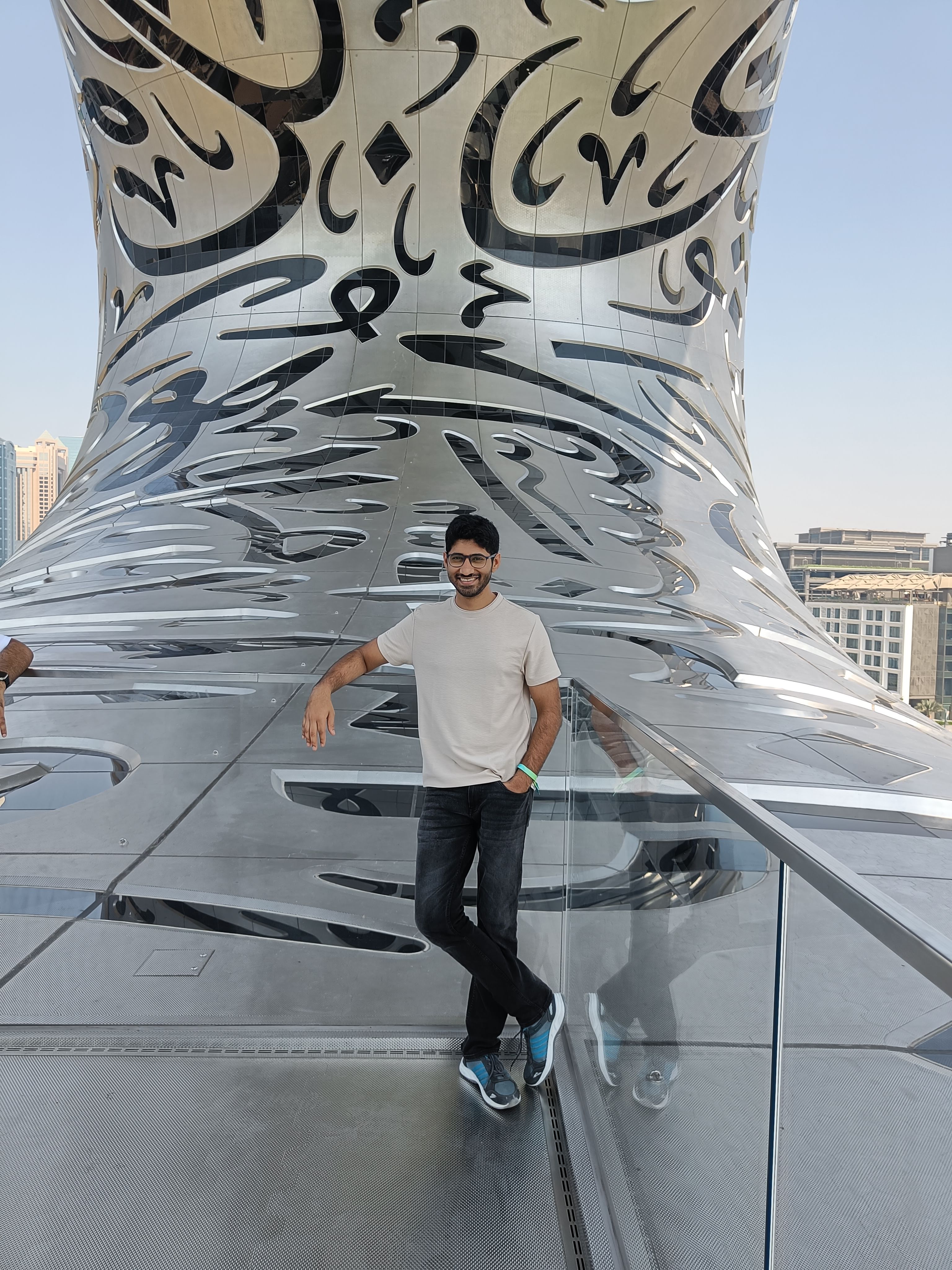 Museum of the Future terrace view - panoramic vista of Sheikh Zayed Road and Dubai skyline